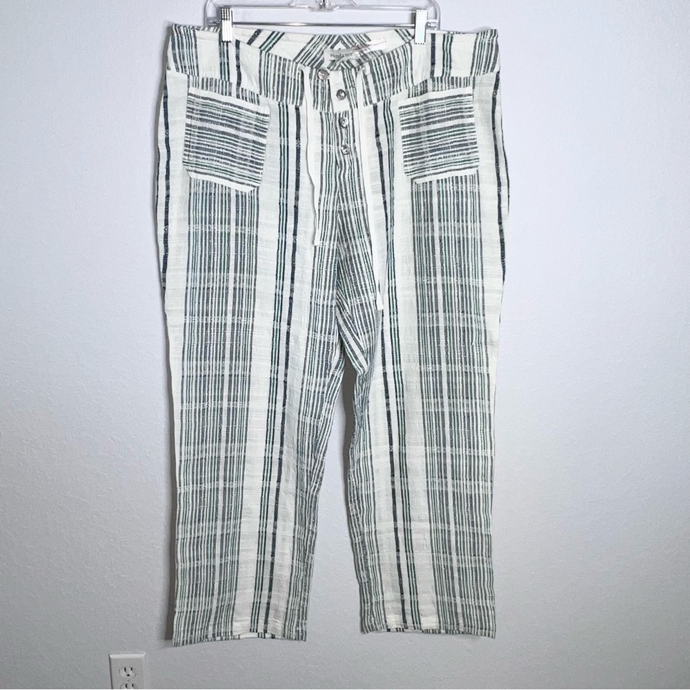 Sundance Pants Women’s XL Gigi Lightweight Relaxed Stripe green White  K - Picture 2 of 8